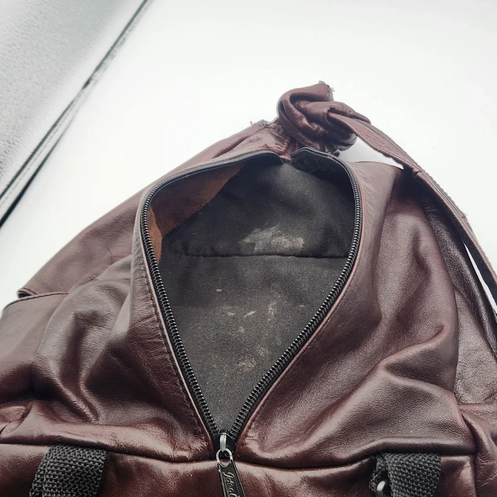 Vintage Brown Leather Sling Backpack Purse Made‎ in Mexico Teardrop Bag